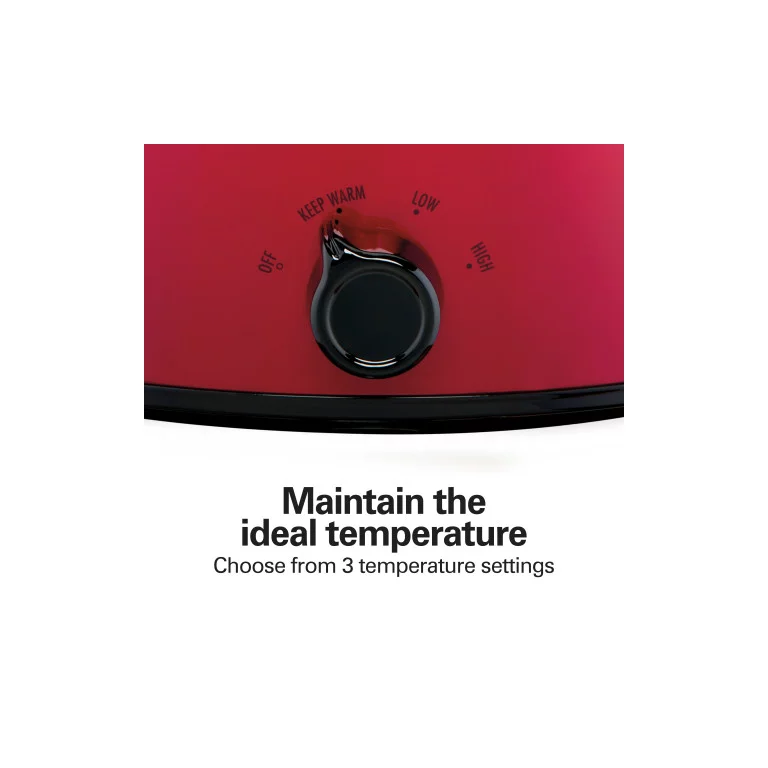 Hamilton Beach Slow Cooker. Large Capacity. Serves 7+. 6 Quarts. Red. 33666