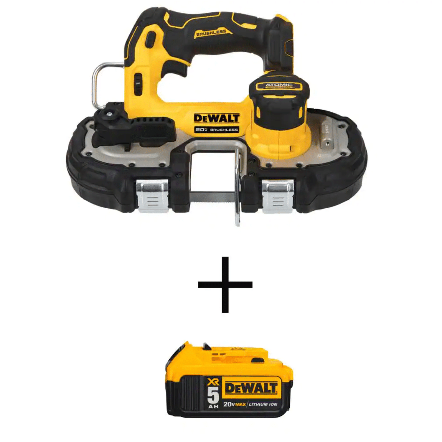 Dewalt Atomic 20-Volt MAX Cordless Brushless Compact 1-3/4 in. Bandsaw With Battery. DCS377BWDCB205