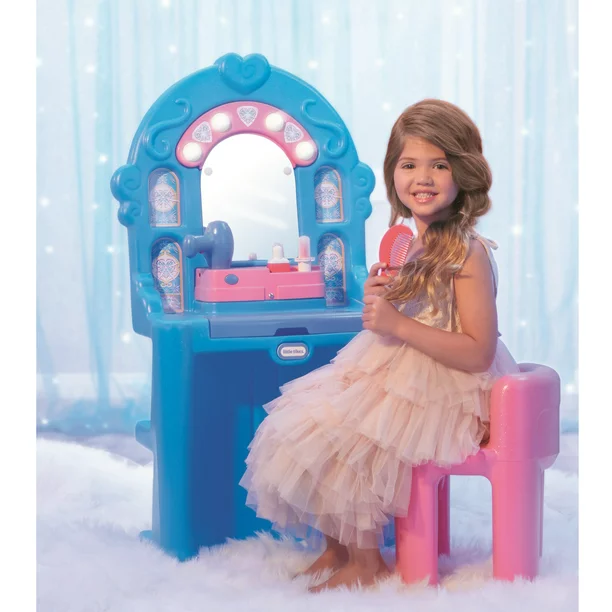 Little Tikes Ice Princess Magic Mirror Toy Vanity Table And Chair With Pretend Play Toy Beauty Accessories