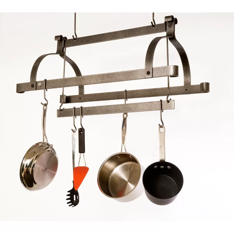 Enclume Gourmet USA Handcrafted Premier 3-Bar Ceiling Pot Rack. Hammered Steel