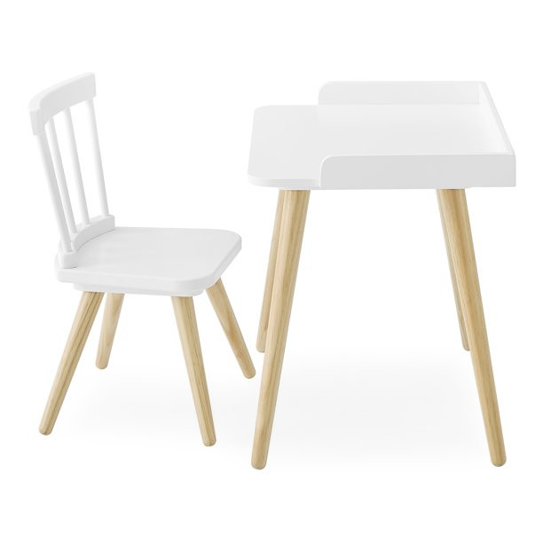 Delta Children Essex Desk & Chair Set. Green Guard Gold Certified. Bianca White/Natural