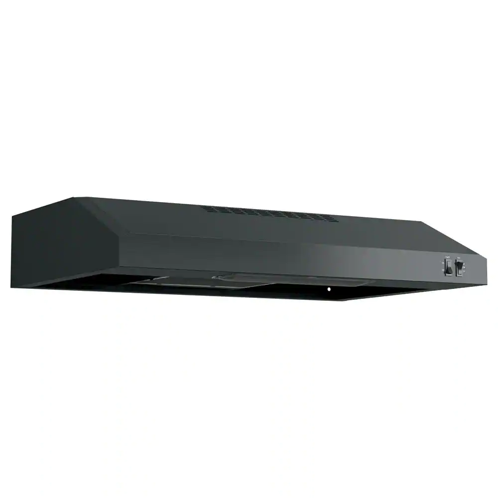GE 30-in Convertible Black Undercabinet Range Hood with Charcoal Filter (JVX3300DJBB)