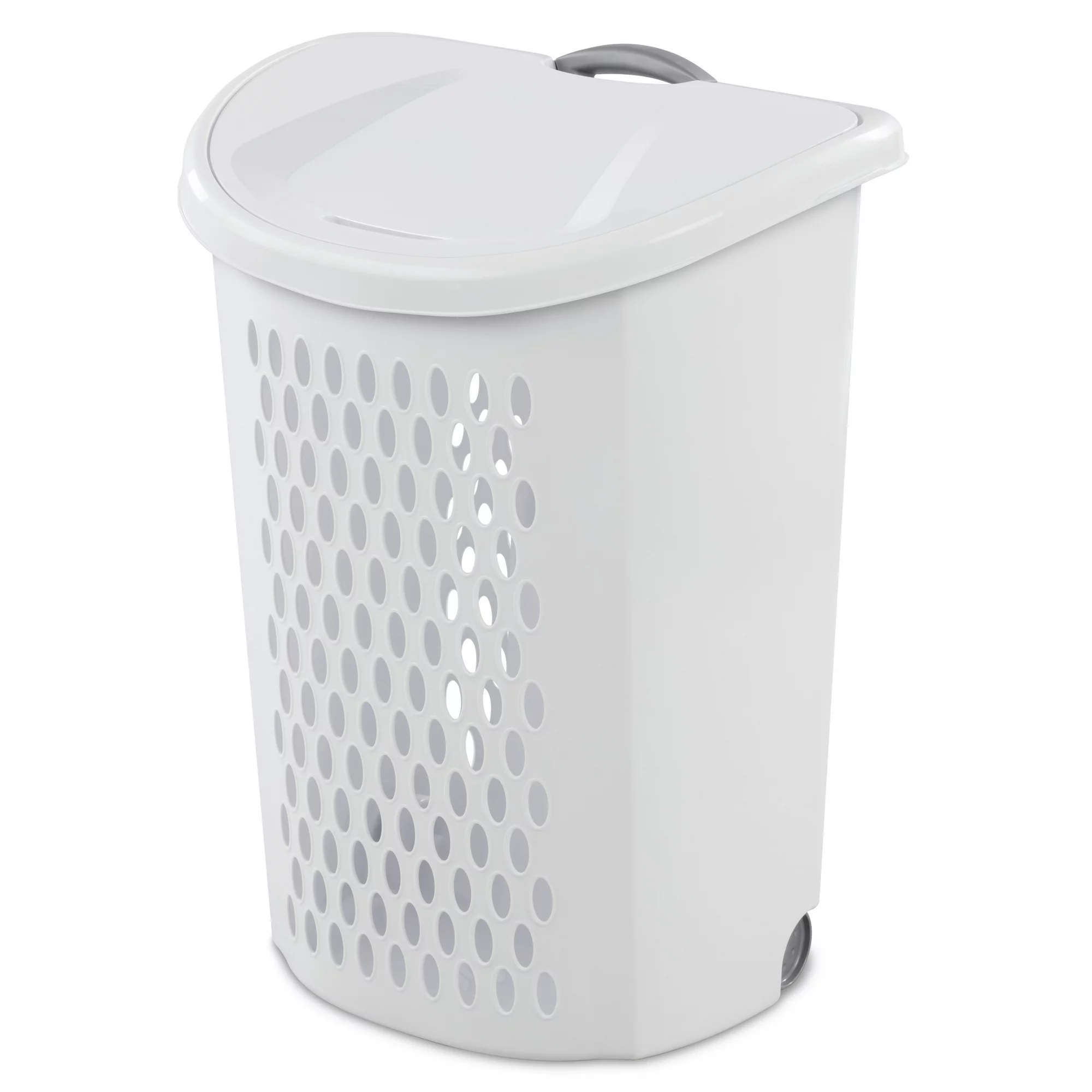 Sterilite Ultra Wheeled Plastic Laundry Hamper. White. Set of 3