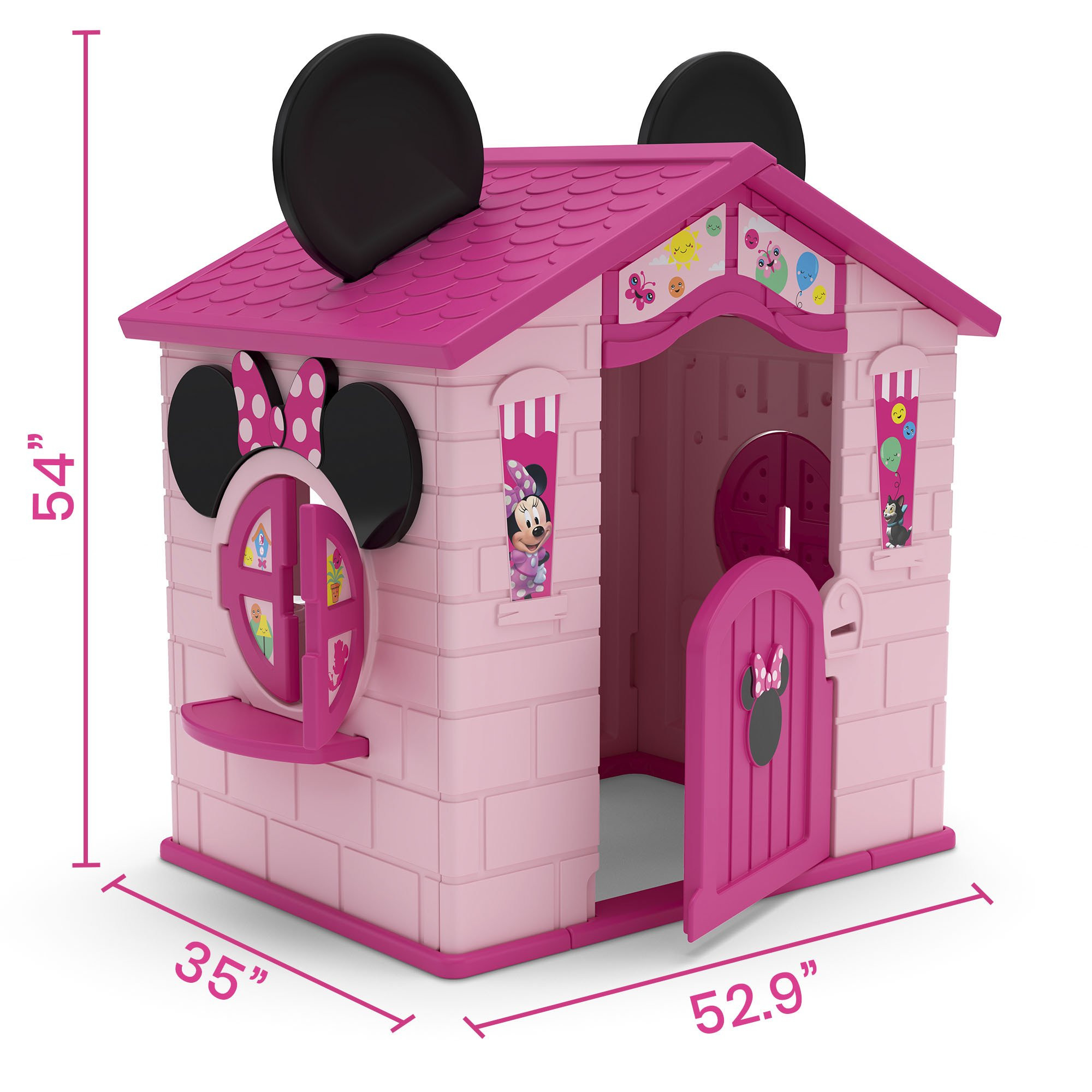 Delta Children Disney Minnie Mouse Plastic Indoor. Outdoor Playhouse with Easy Assembly