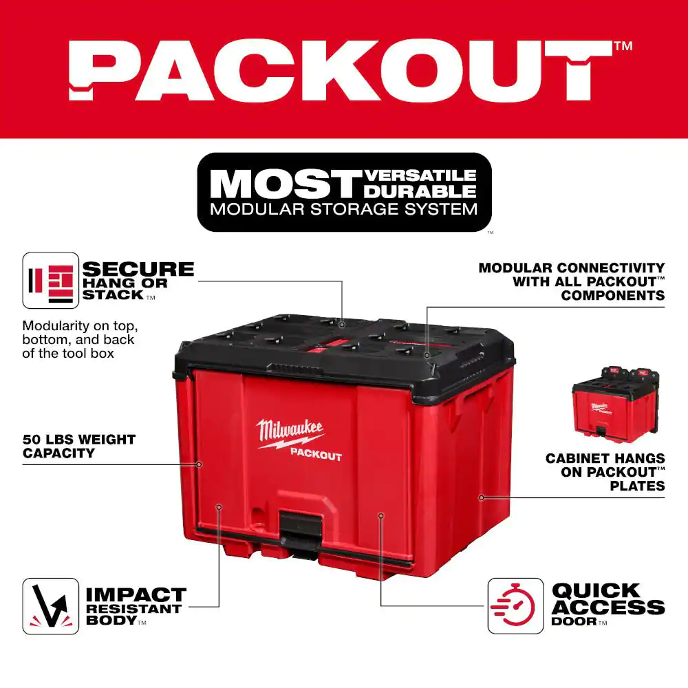 Milwaukee Packout 19.5 in. W x 14.7 in. H x 14.5 in. D Cabinet In Red (1-Piece)