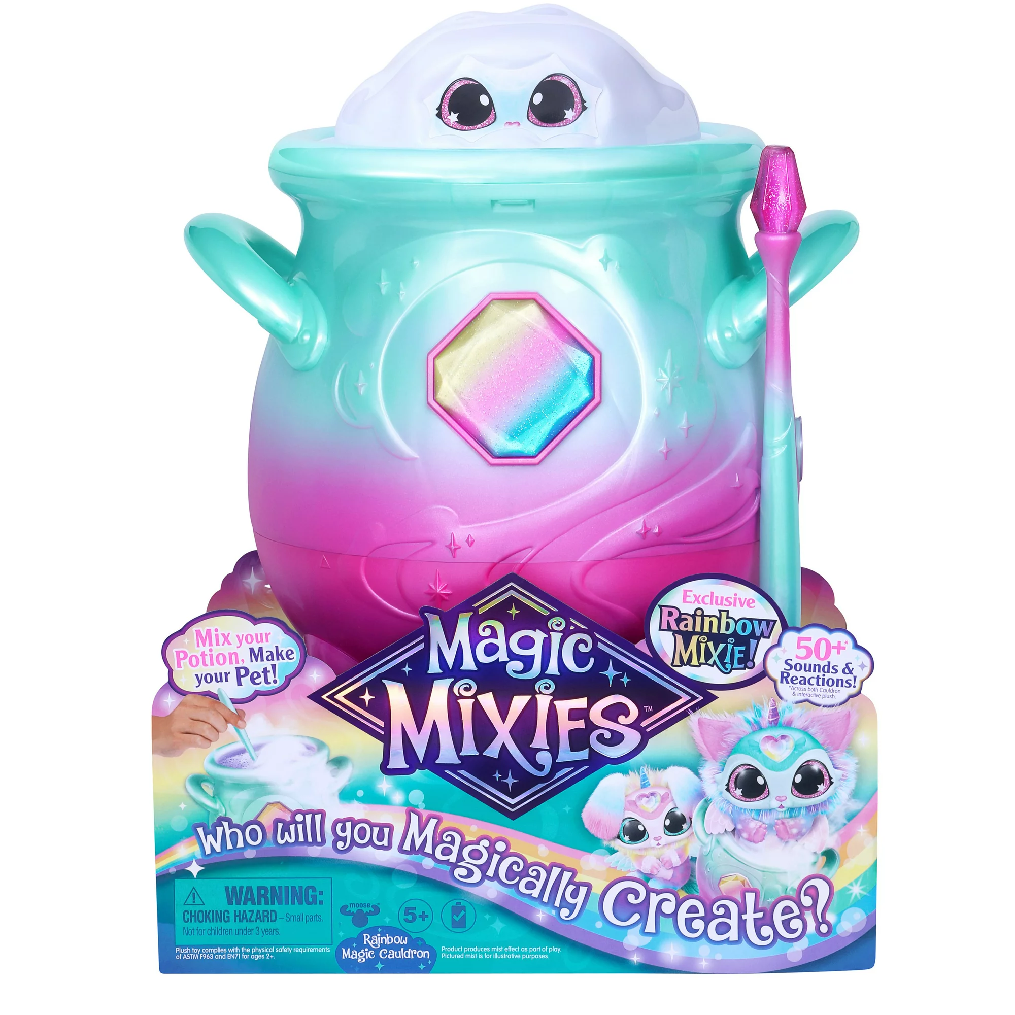 Magic Mixies Magical Misting Cauldron with Exclusive Interactive 8 inch Rainbow Plush Toy and 50+ Sounds and Reactions