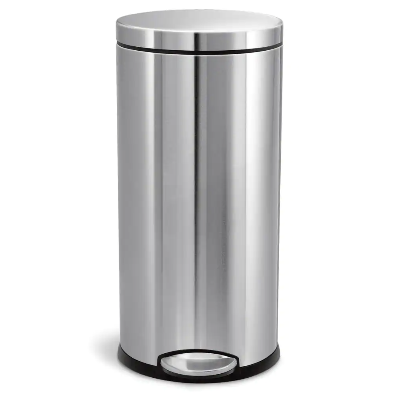 simplehuman 30-Liter Fingerprint-Proof Brushed Stainless Steel Round Step-On Trash Can