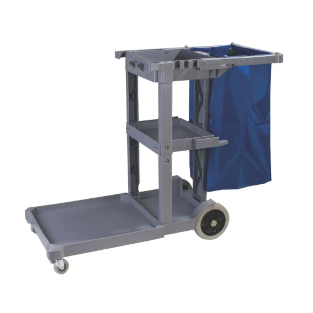 Carlisle Long Platform Gray Polyethylene Janitors Cart with 5th Wheel