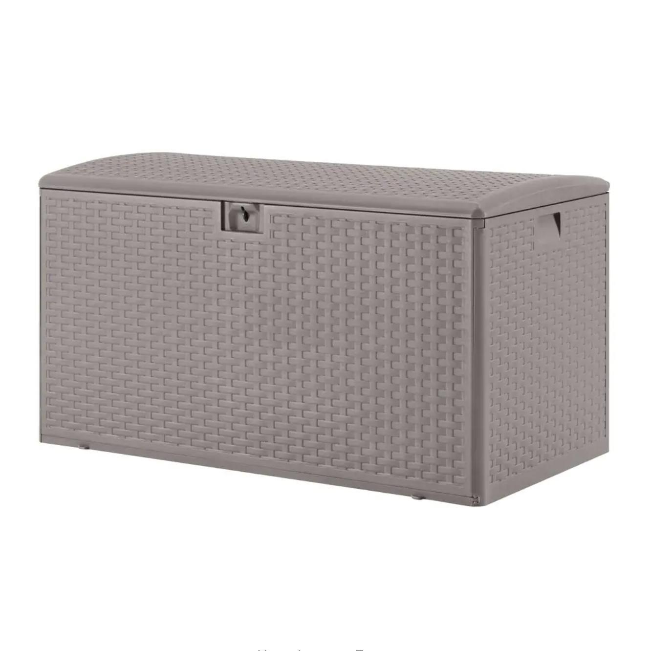 Hampton Bay 120 Gal. Grey Resin Wicker Outdoor Storage Deck Box with Lockable Lid