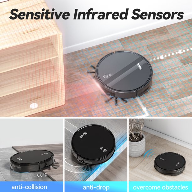 Rove Robot Vacuum Cleaner. 2000 Pa Strong Suction & 2600mAh Battery Life Robotic Sweeper