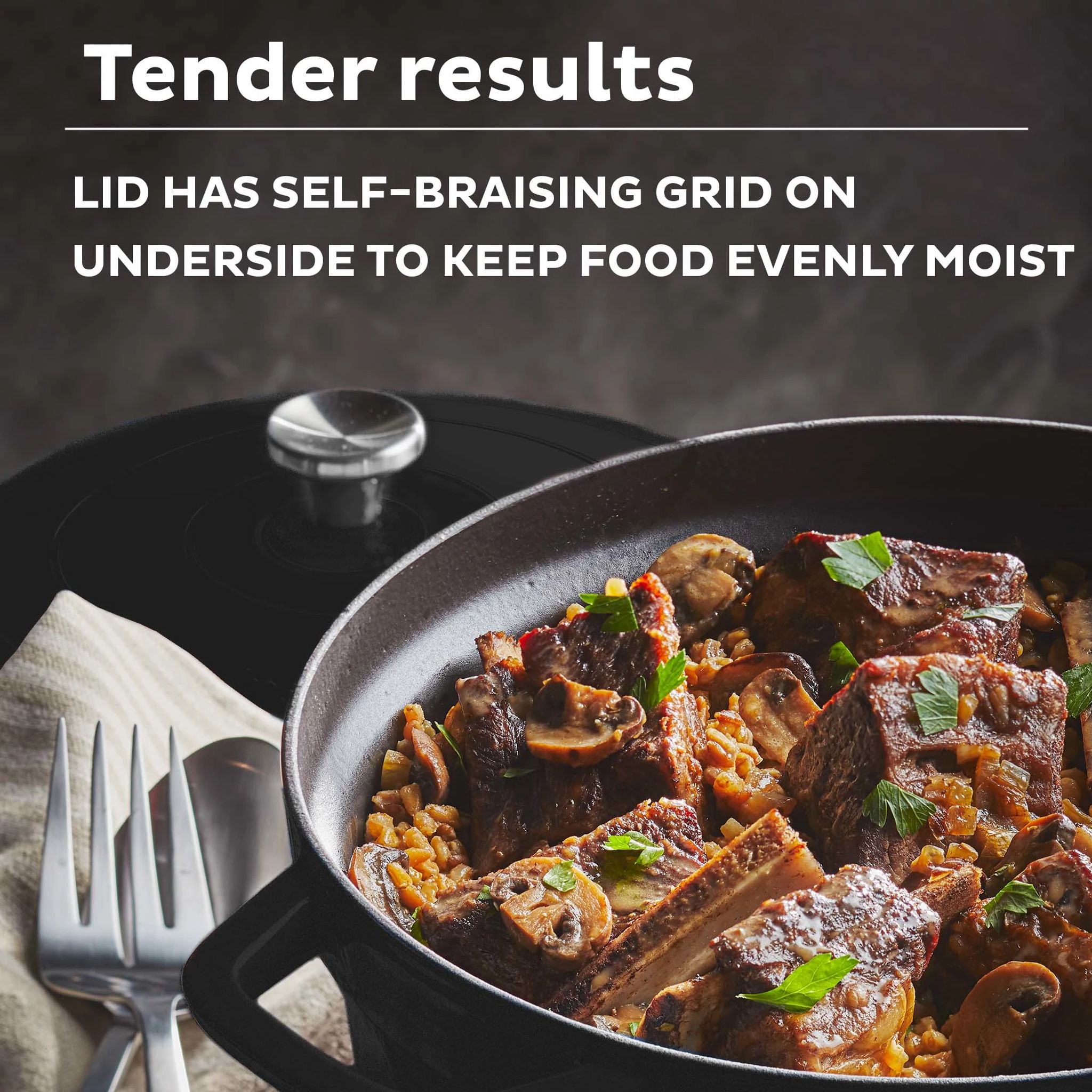 Instant Precision 6-quart Dutch Oven. Black Lid