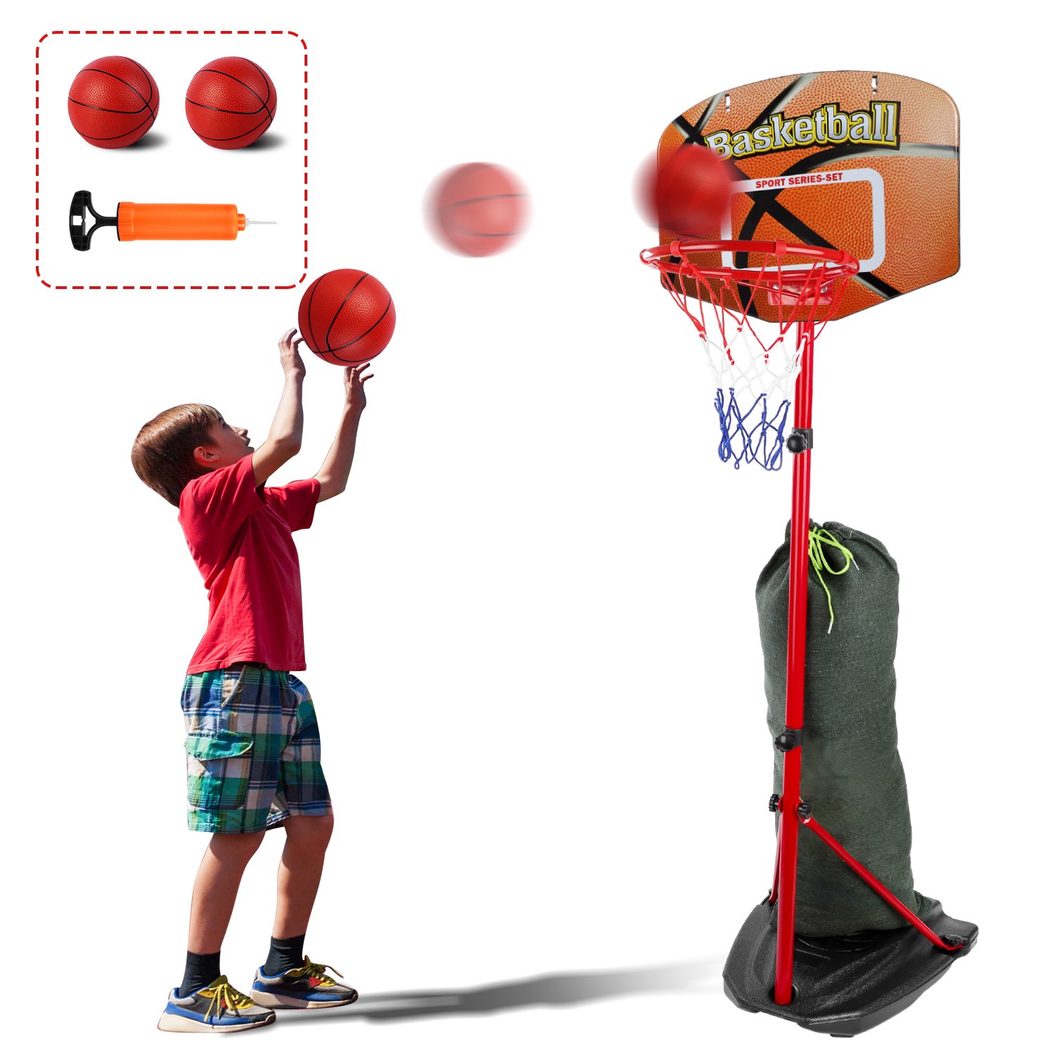 Super Joy Portable Basketball Hoop Stand with Adjustable Height