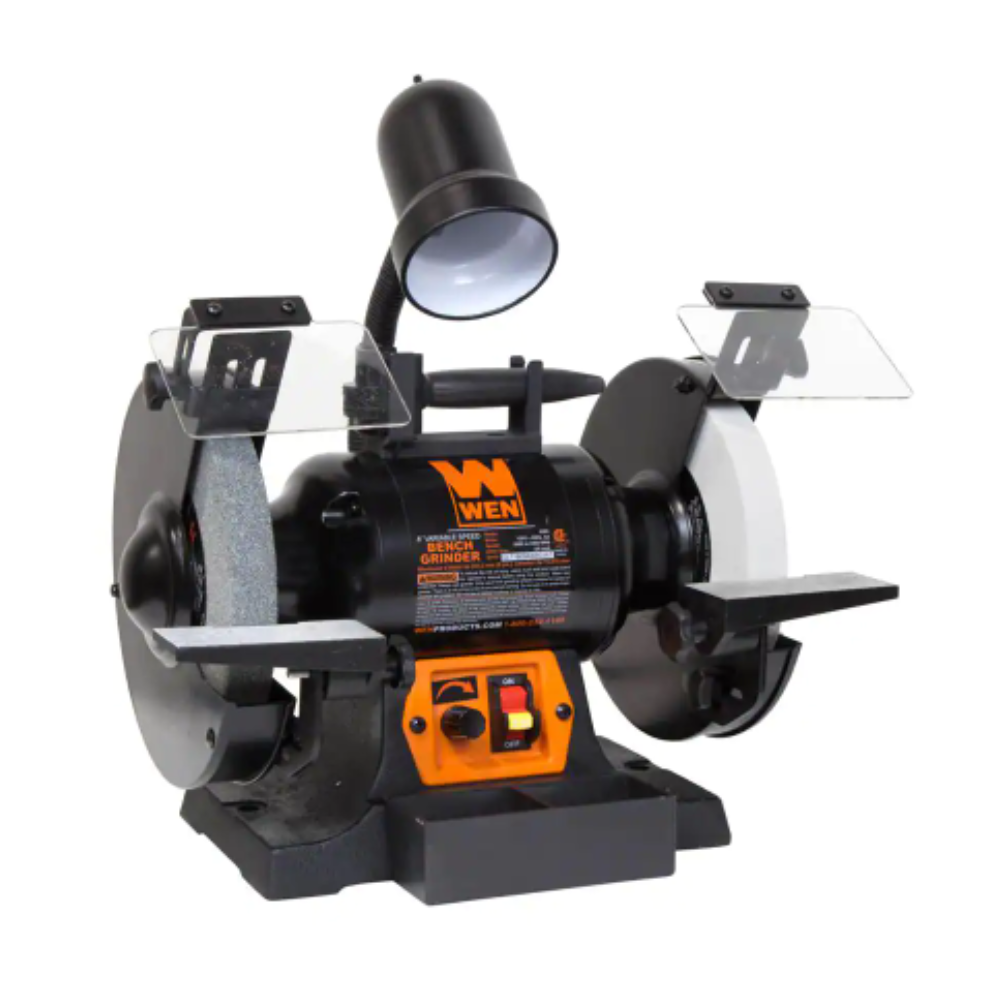 Wen 8 in. 5 Amp Variable Speed Bench Grinder with Flexible Work Light