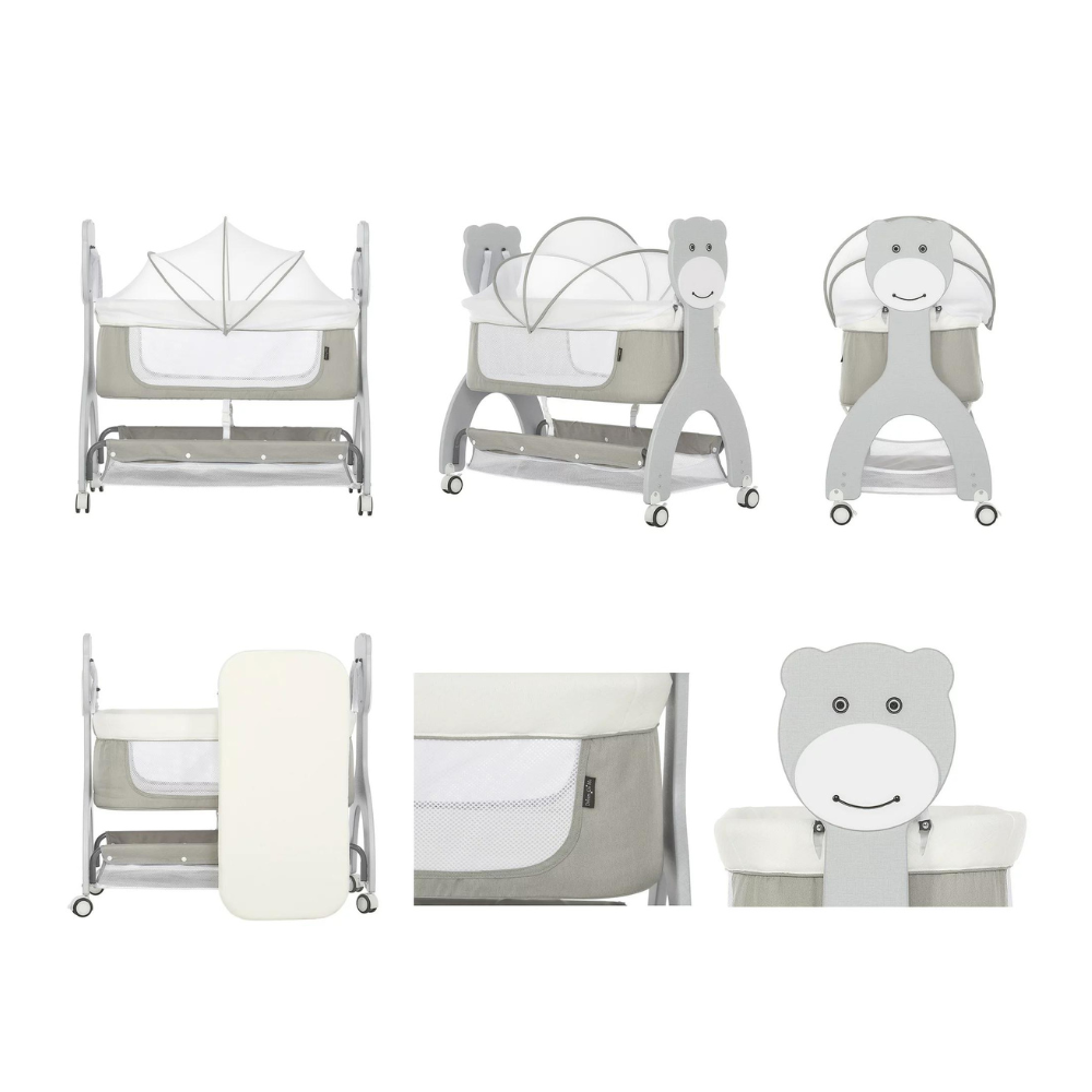 Dream On Me Cub Portable Bassinet in Grey. Multi-Use Baby Bassinet with Locking Wheels