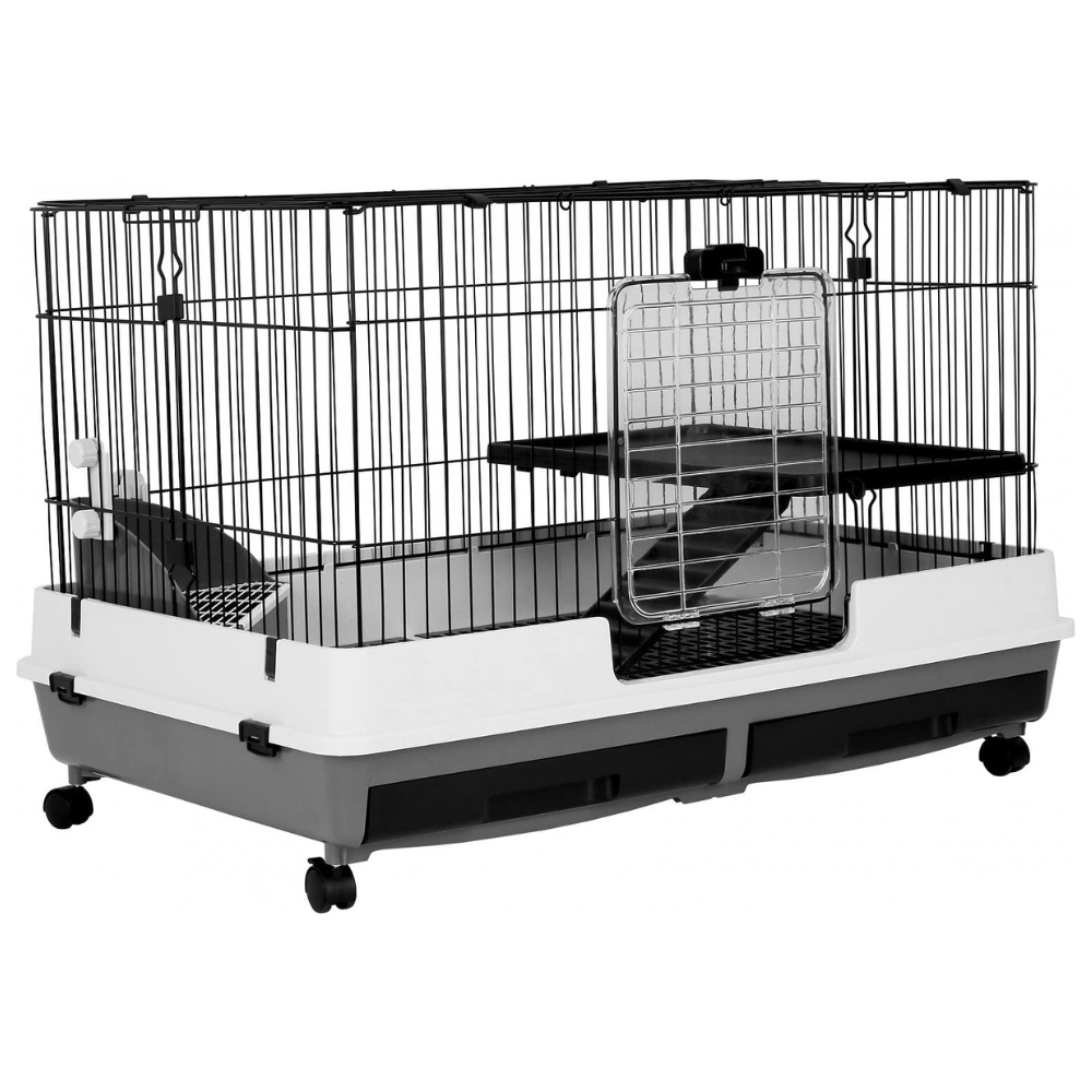 A&E Cage Company 26-in Deluxe 2-Tier Small Animal Cage. Black