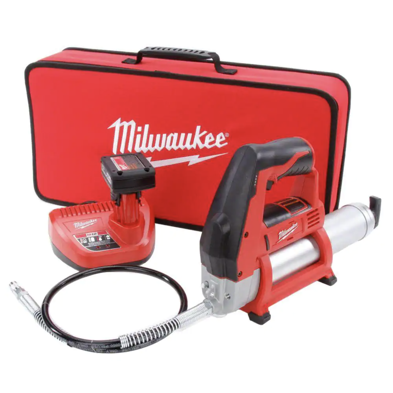 Milwaukee M12 12V Lithium-Ion Cordless Grease Gun Kit. 2446-21XC