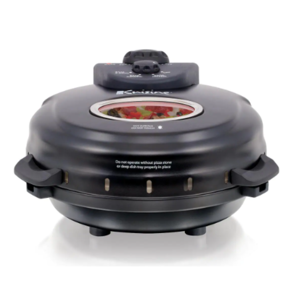 Euro Cuisine 12 in. Black Electric Oven Pizza Maker with Lid