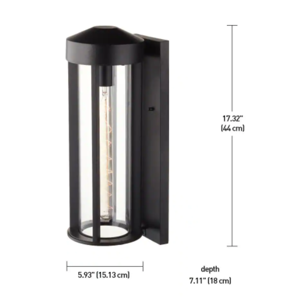 Globe Electric Beckham 1-Light Black Outdoor Wall Lantern Sconce