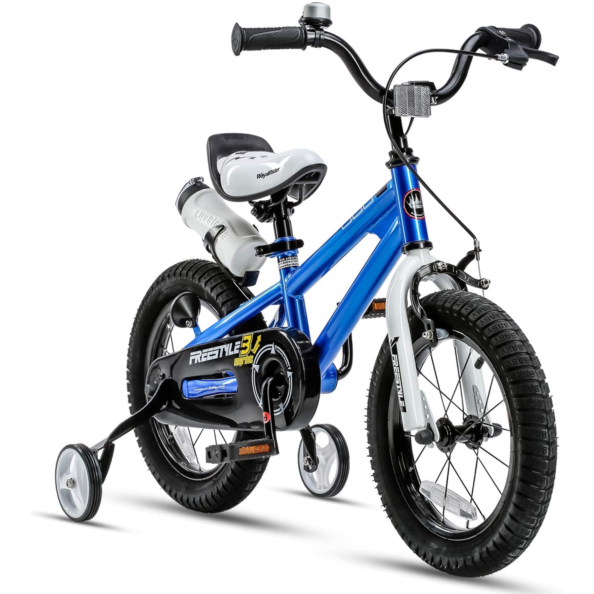 Royalbaby Freestyle 16 In. Blue Kids Bike with Training Wheels and Kickstand