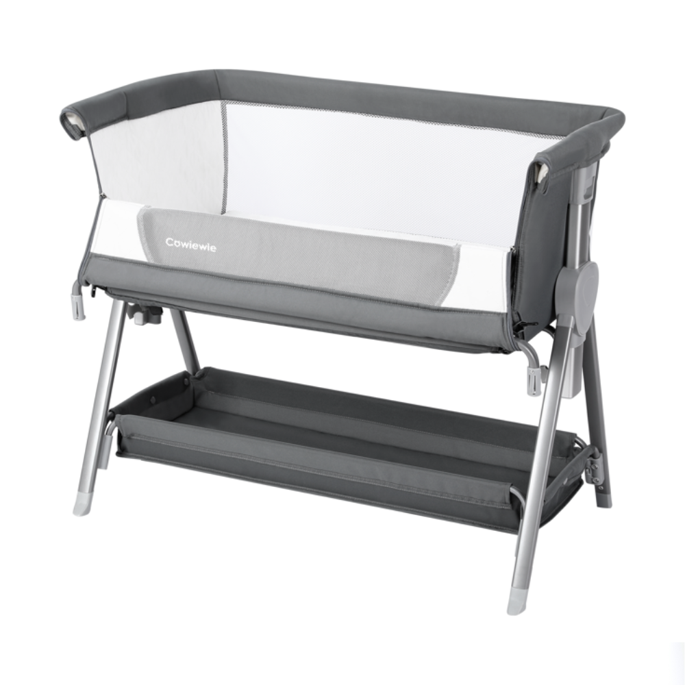 Cowiewie Baby Bassinet for Baby with Bed Mattress. Large Volume and Mobile with Storage. for Infants Babies 0-6 Months (Black)