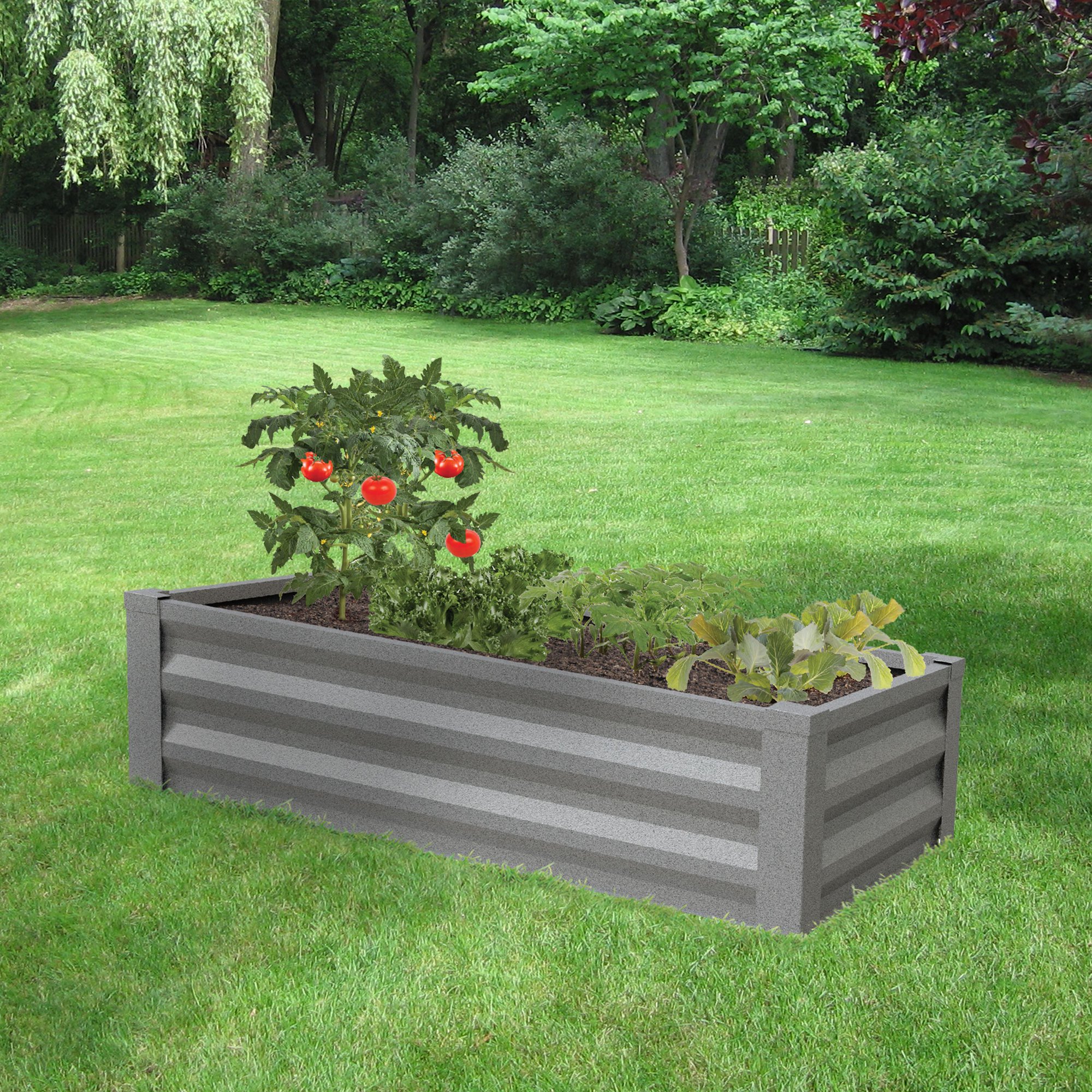 Greenes Fence 48″ x 24″ x 10″ Gray Steel and Metal Raised Garden Kit