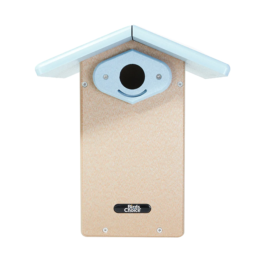 Birds Choice SNULT Recycled Ultimate Bluebird House. Bird Houses. 11″L X 8-1/2″W X 12-5/8″H. Taupe w/ Blue Roof
