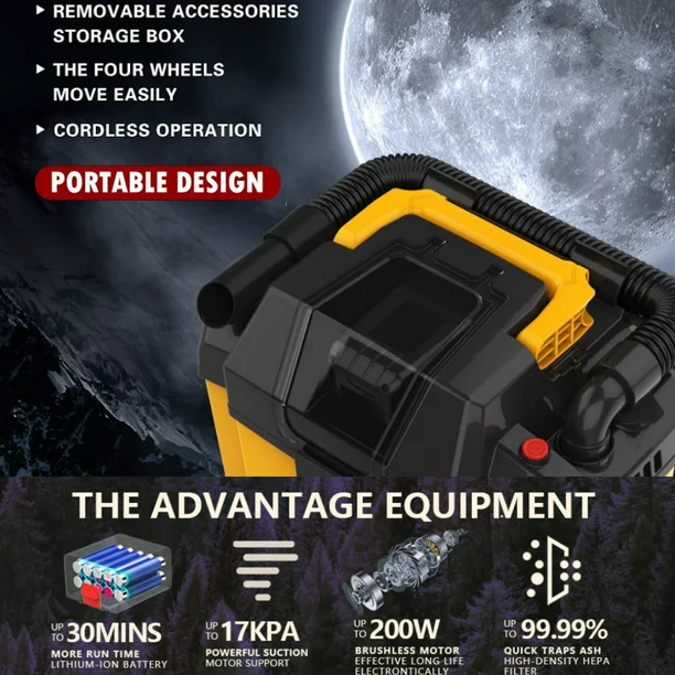 Kapas 18V Cordless & Portable Wet/Dry Dust Vacuum/Extractor . 2.6 Gallon