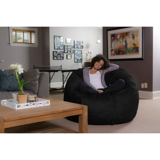 Sofa Sack 5 ft Microsuede Bean Bag Chair. Black