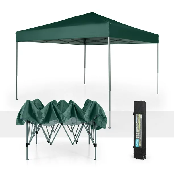 Sophia & William 10′ x 10′ Outdoor Gazebo Instant Pop Up Canopy Tent With Wheeled Bag - Green