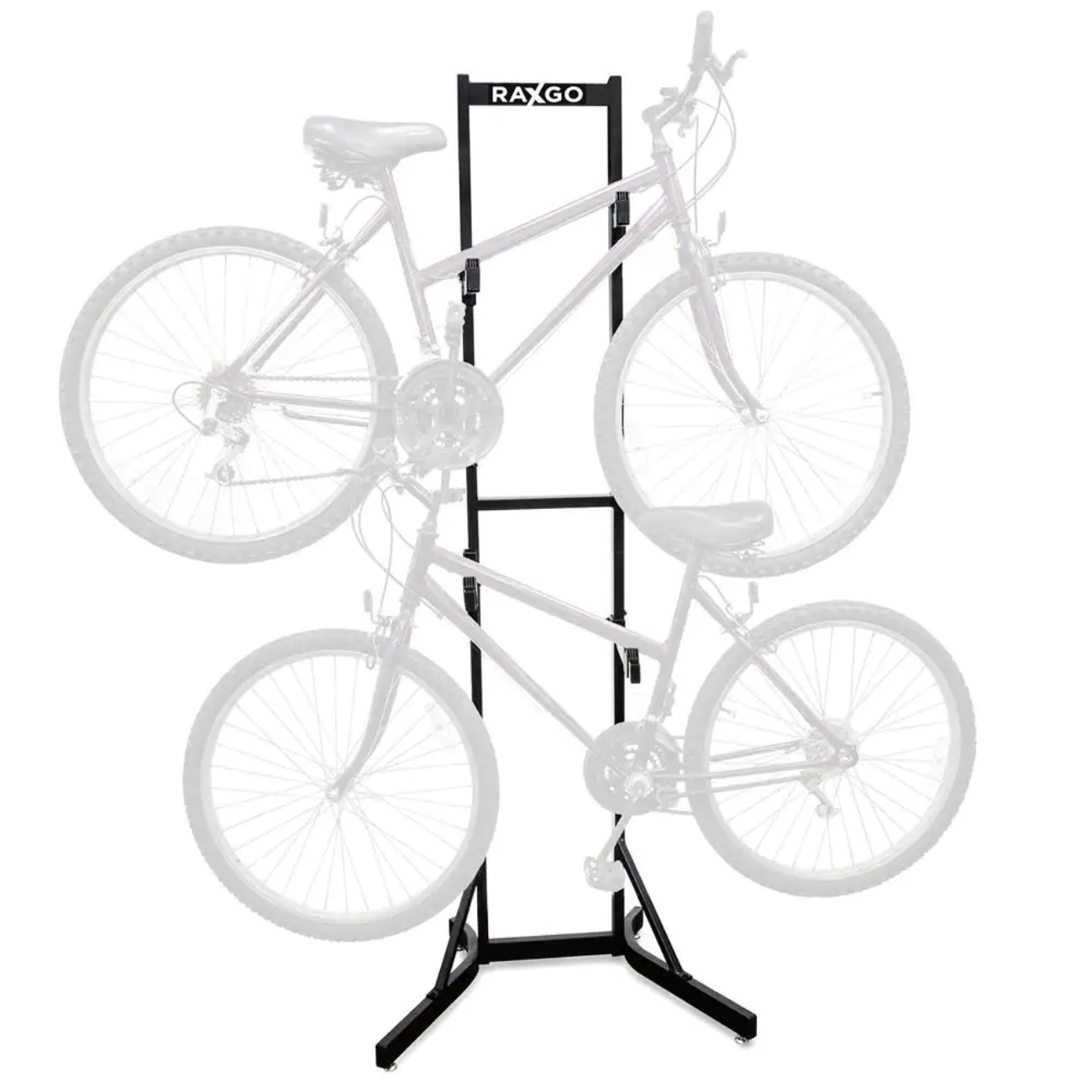 Raxgo Garage Bike Rack. Freestanding 2 Bicycle Storage with Adjustable Hooks