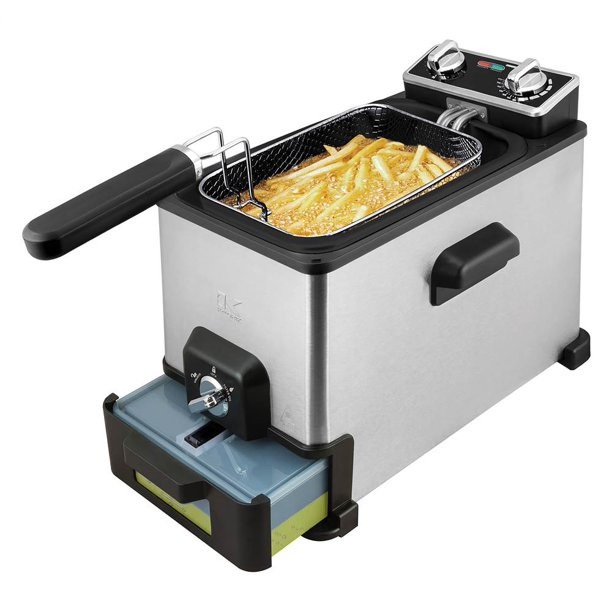 Kalorik 4.2 Quart Deep Fryer with Oil Filtration XL. Stainless Steel