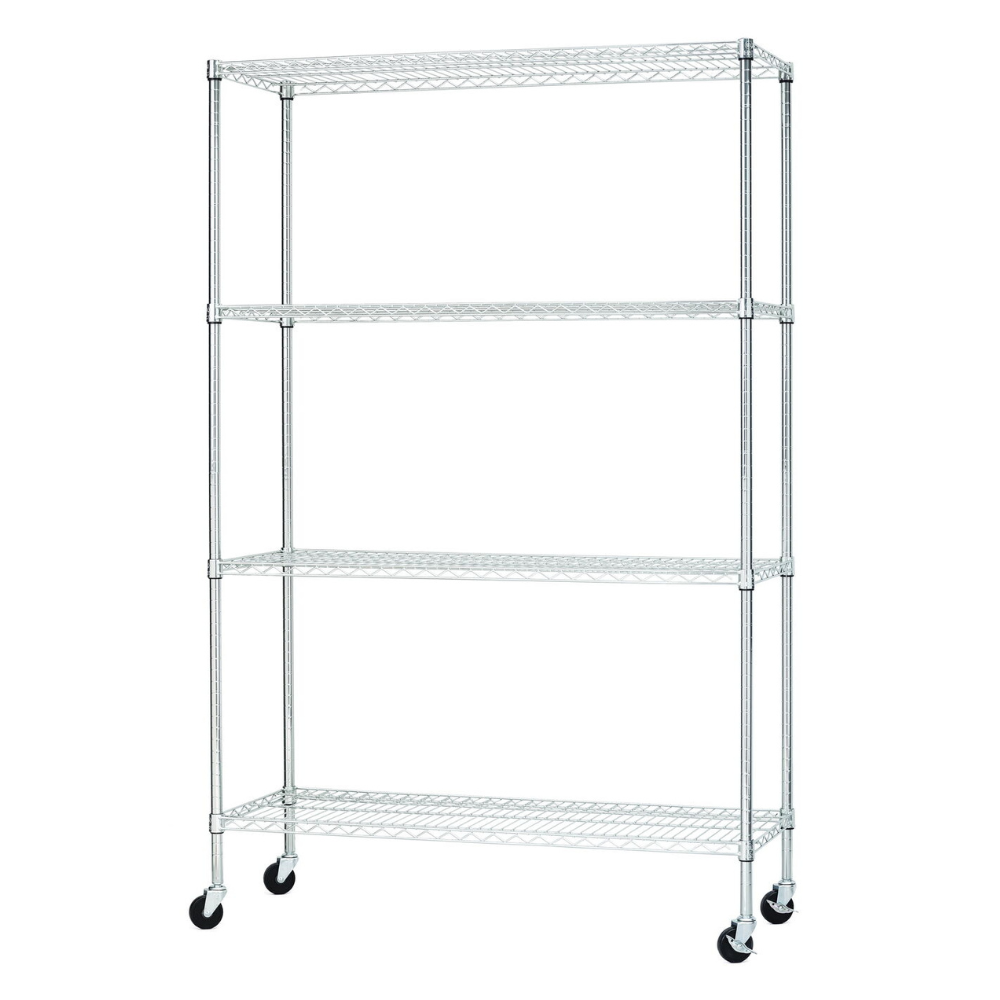 Hyper Tough 48″W x 18″D x 75″H 4-Shelf Wire Shelving Unit. Silver