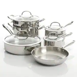 Kenmore Elite Devon 10-Piece Stainless Steel Cookware Set in Silver