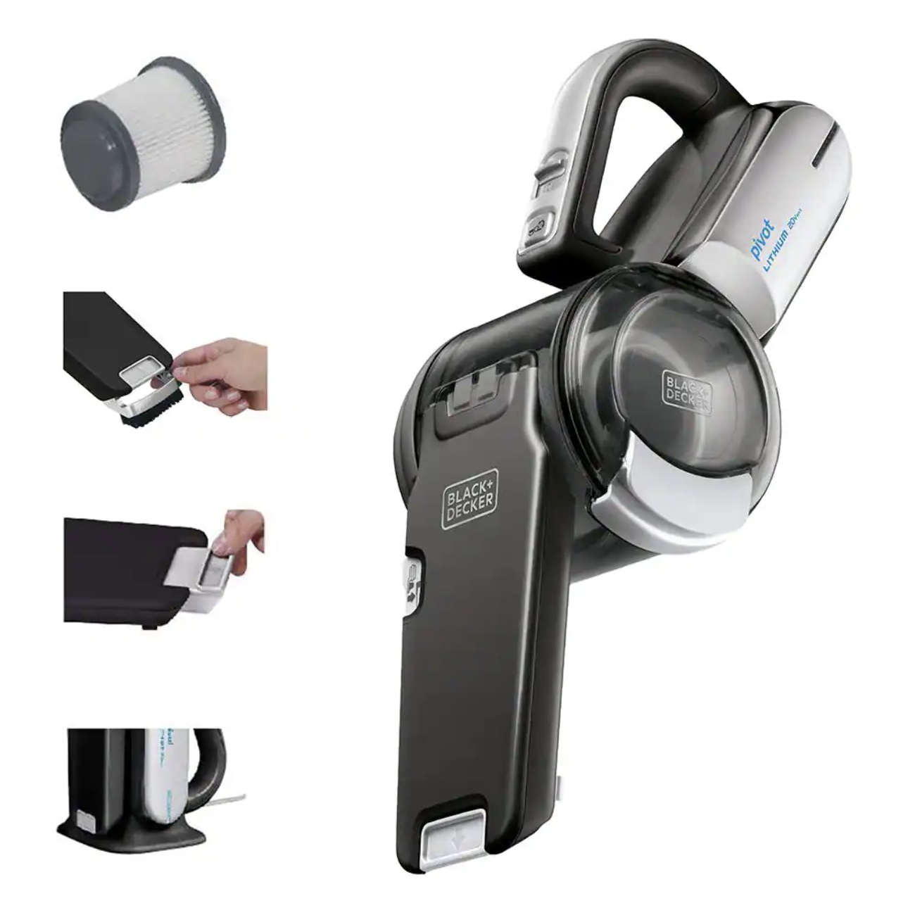 Black+Decker 20-Volt Max Li-Ion Cordless 1.875-Cup Handheld Pivot Vac