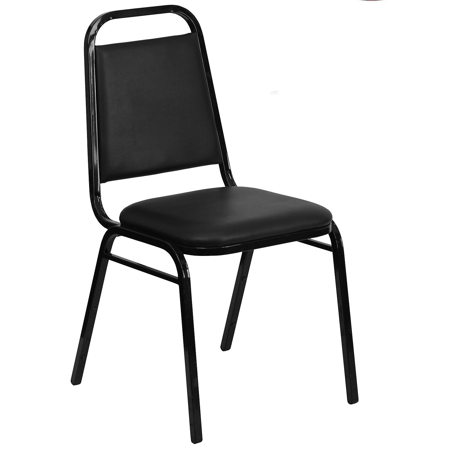 Flash Furniture Hercules Series Trapezoidal Back Stacking Banquet Chair in Black Vinyl - Black Frame. 4-Pack