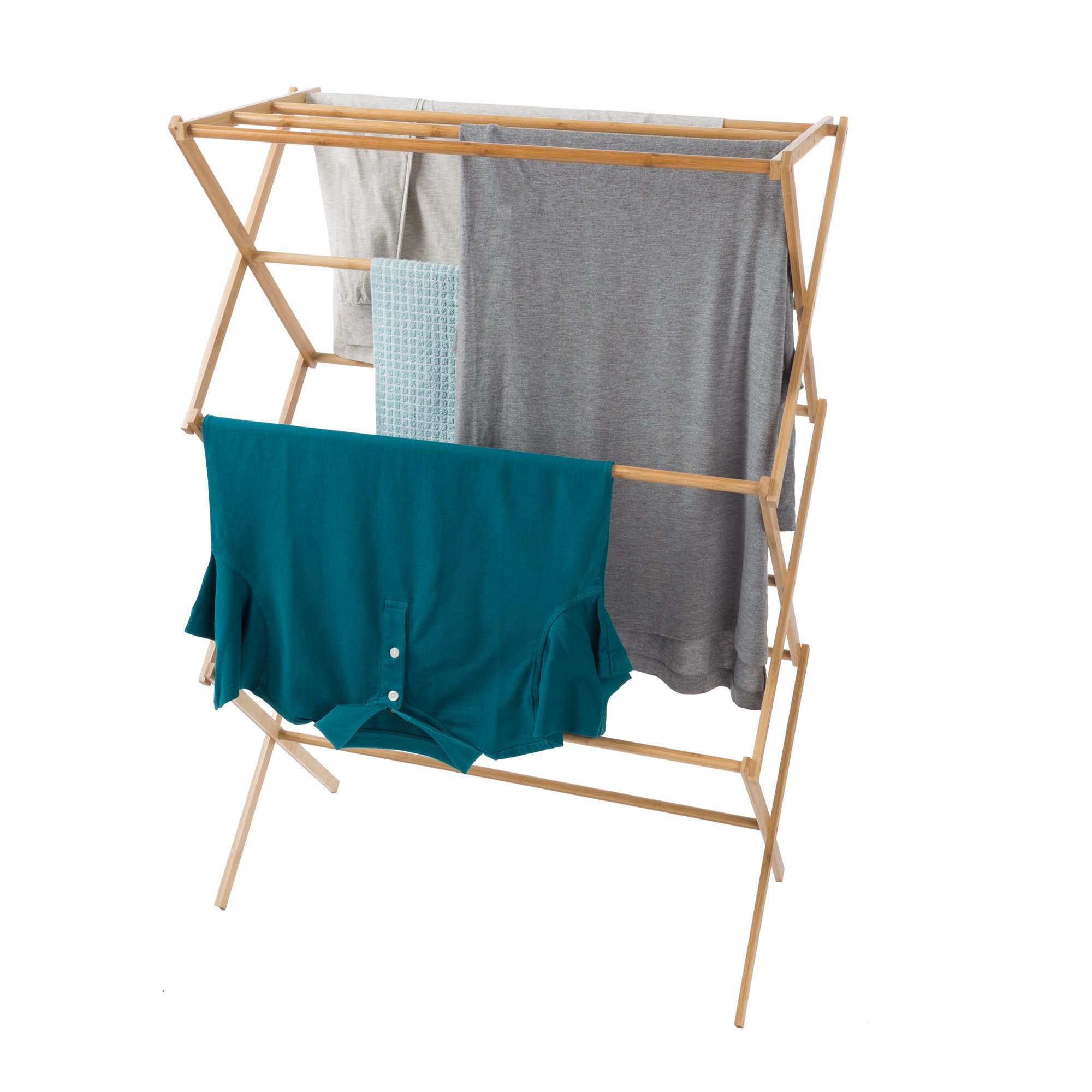 Lavish Home Portable Bamboo Clothes Drying Rack - Collapsible and Compact for Indoor/Outdoor Use