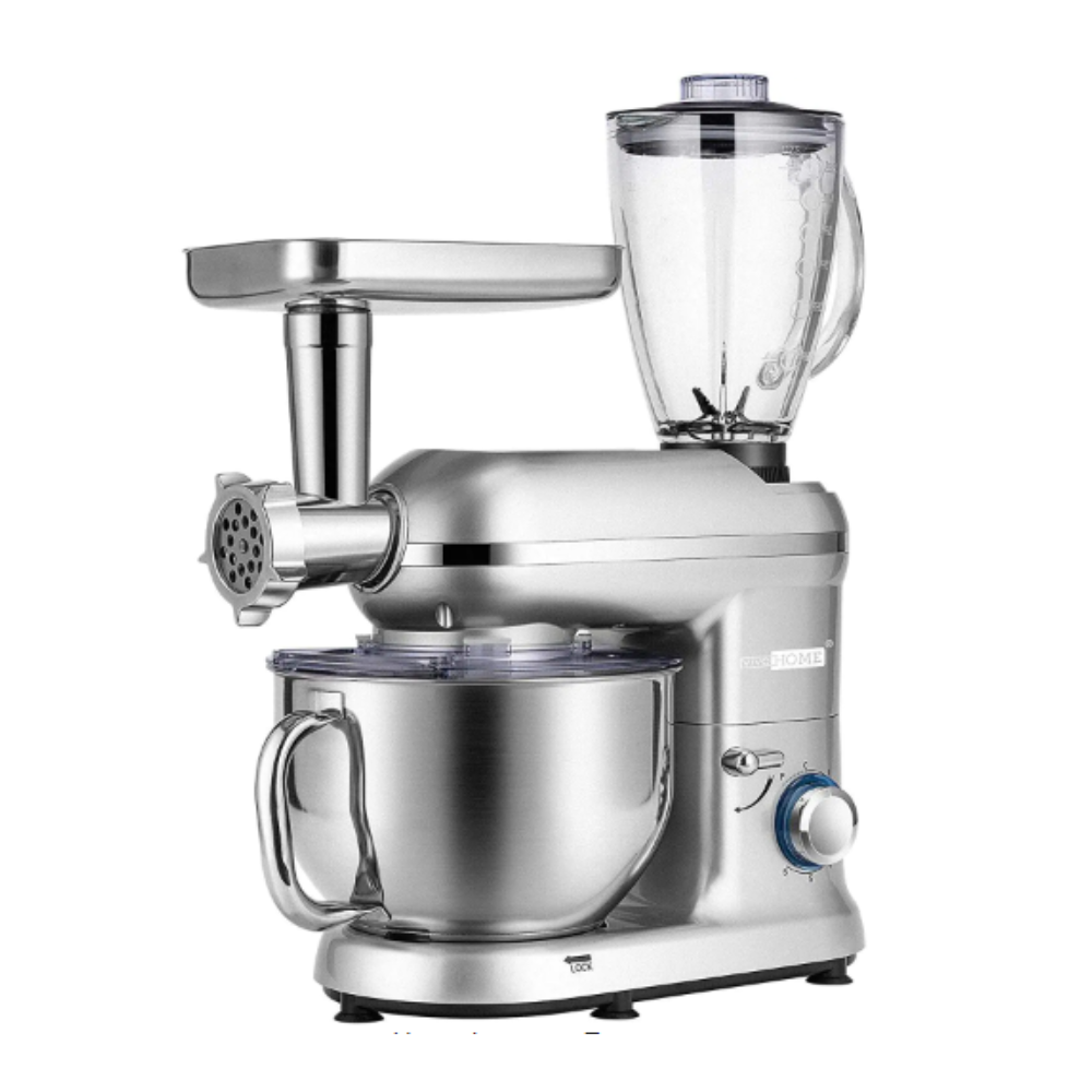 Vivohome 6 qt. 6- Speed Silver 3 in 1 Multifunctional Stand Mixer with Meat Grinder and Juice Blender. ETL Listed