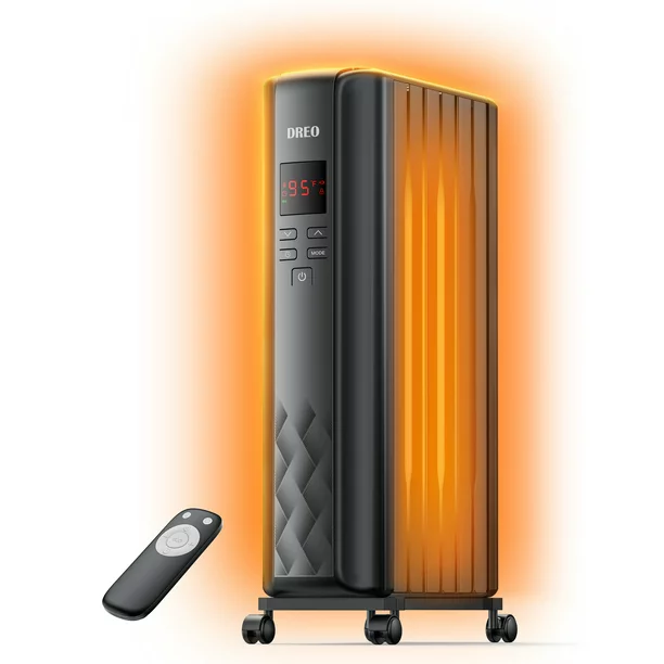 Dreo 1500W Oil Filled Space Heater. 40-95 H. 24h timer. 4 Modes. LED Display Screen And Remote