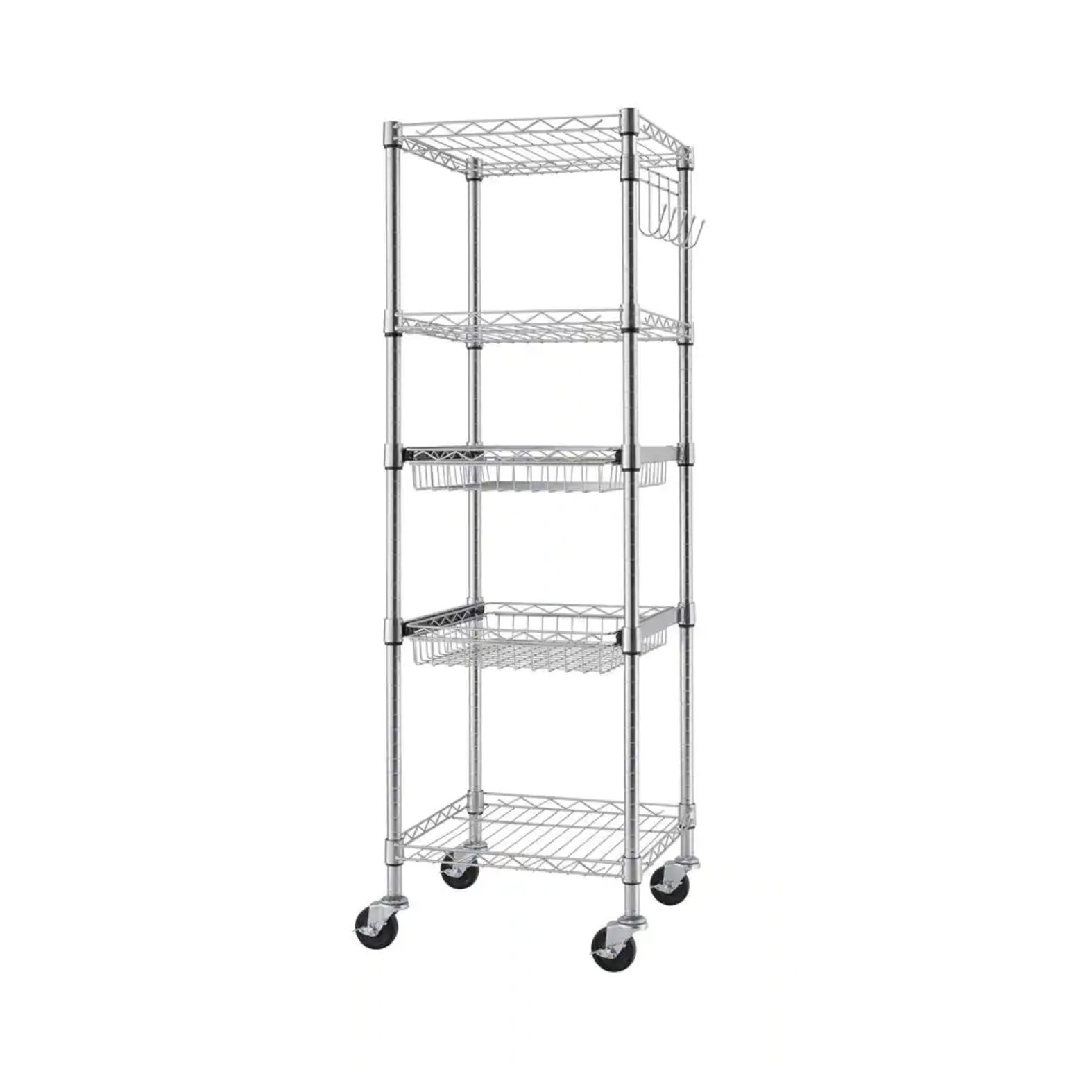 Trinity EcoStorage Chrome Rolling 5-Tier Steel Wire Shelving Unit (18 in. W x 57 in. H x 18 in. D)