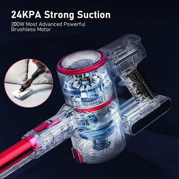 Moosoo K17-Pro Cordless Vacuum Stick Vacuum Cleaner Ultra-Quiet with Brushless Motor. Multi-Attachments