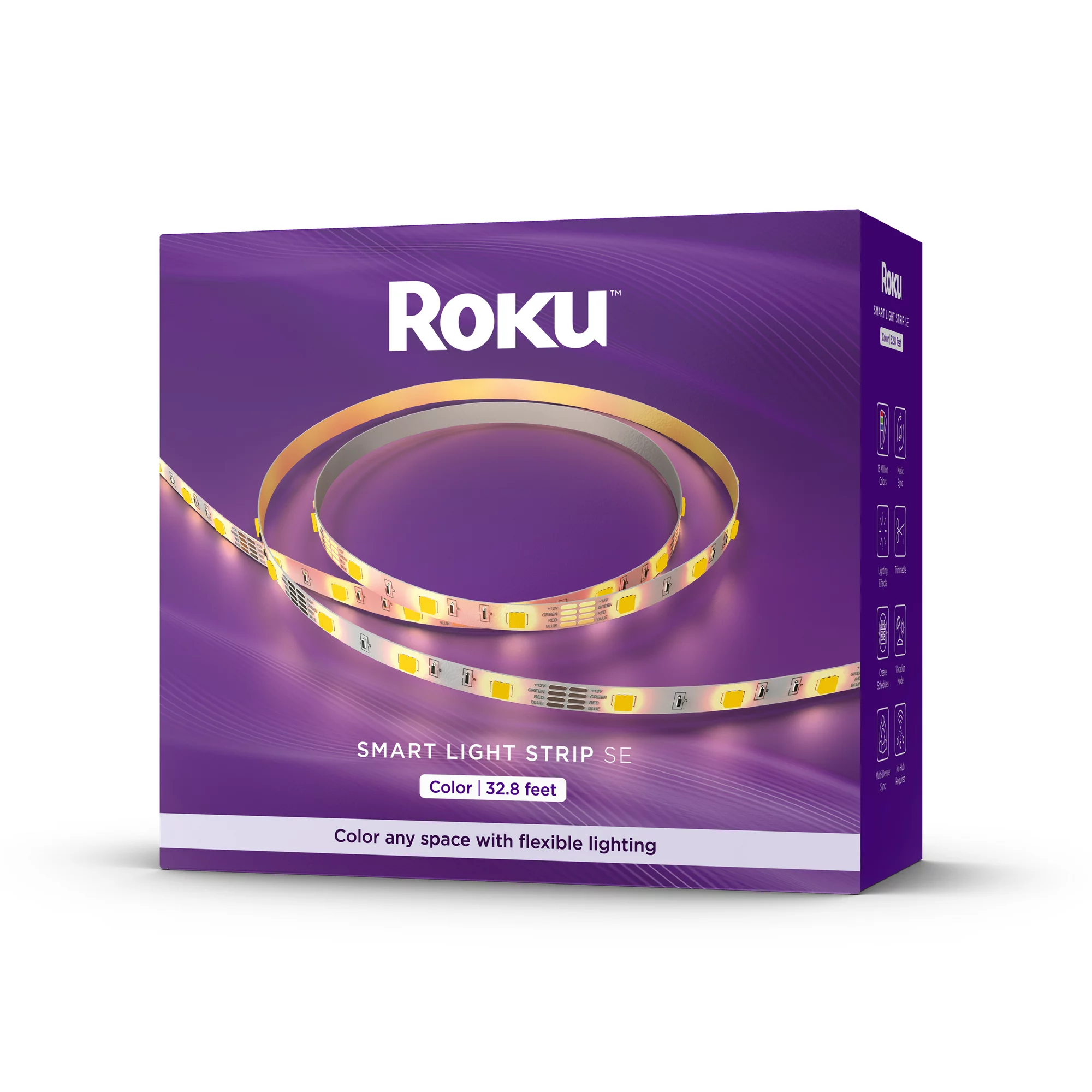 Roku Smart Home Smart Light Strip SE 32.8Ft with 16 Million Color Options. White Light Option. and Custom Presets