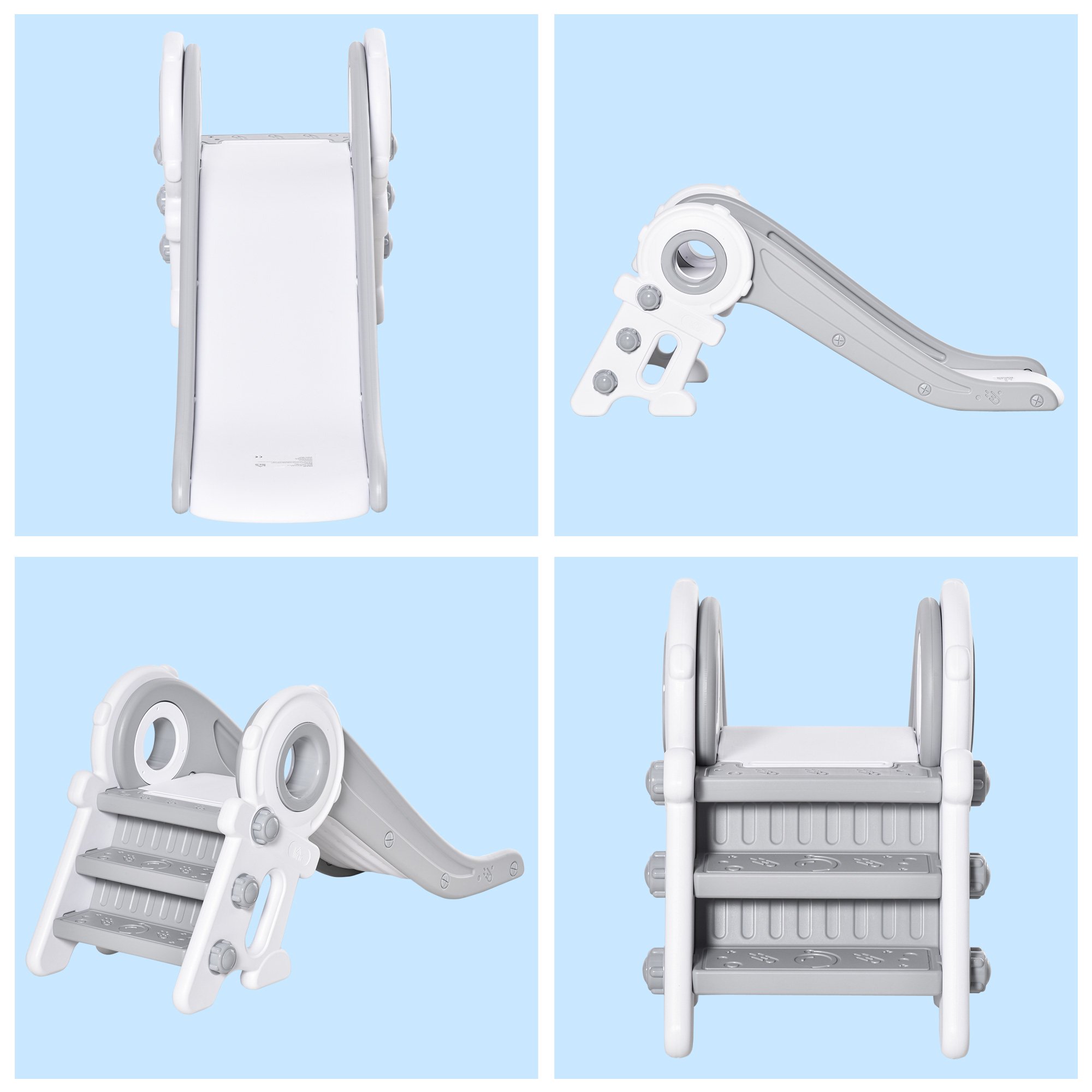 Qaba Folding Kids Slide. Small Freestanding Astronaut Climber. Grey