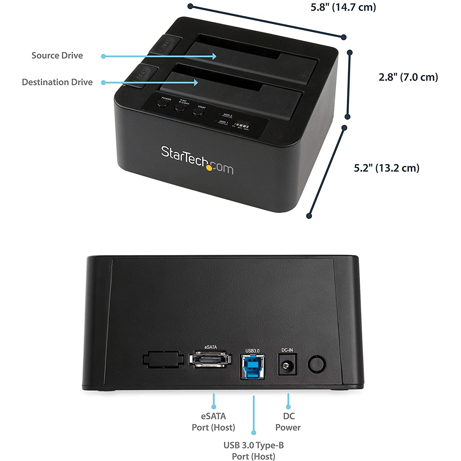 StarTech USB 3.0/ eSATA Hard Drive Duplicator Dock 2.5in/3.5in SATA SSD HDD