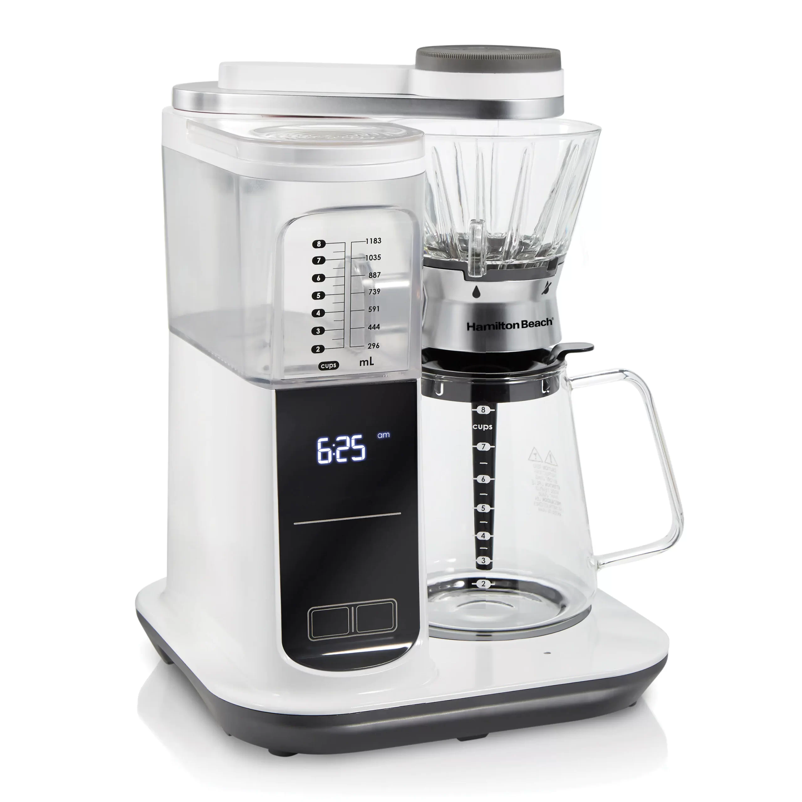 Hamilton Beach Convenient Craft 8-Cup White Drip or Pour-Over Coffee Maker