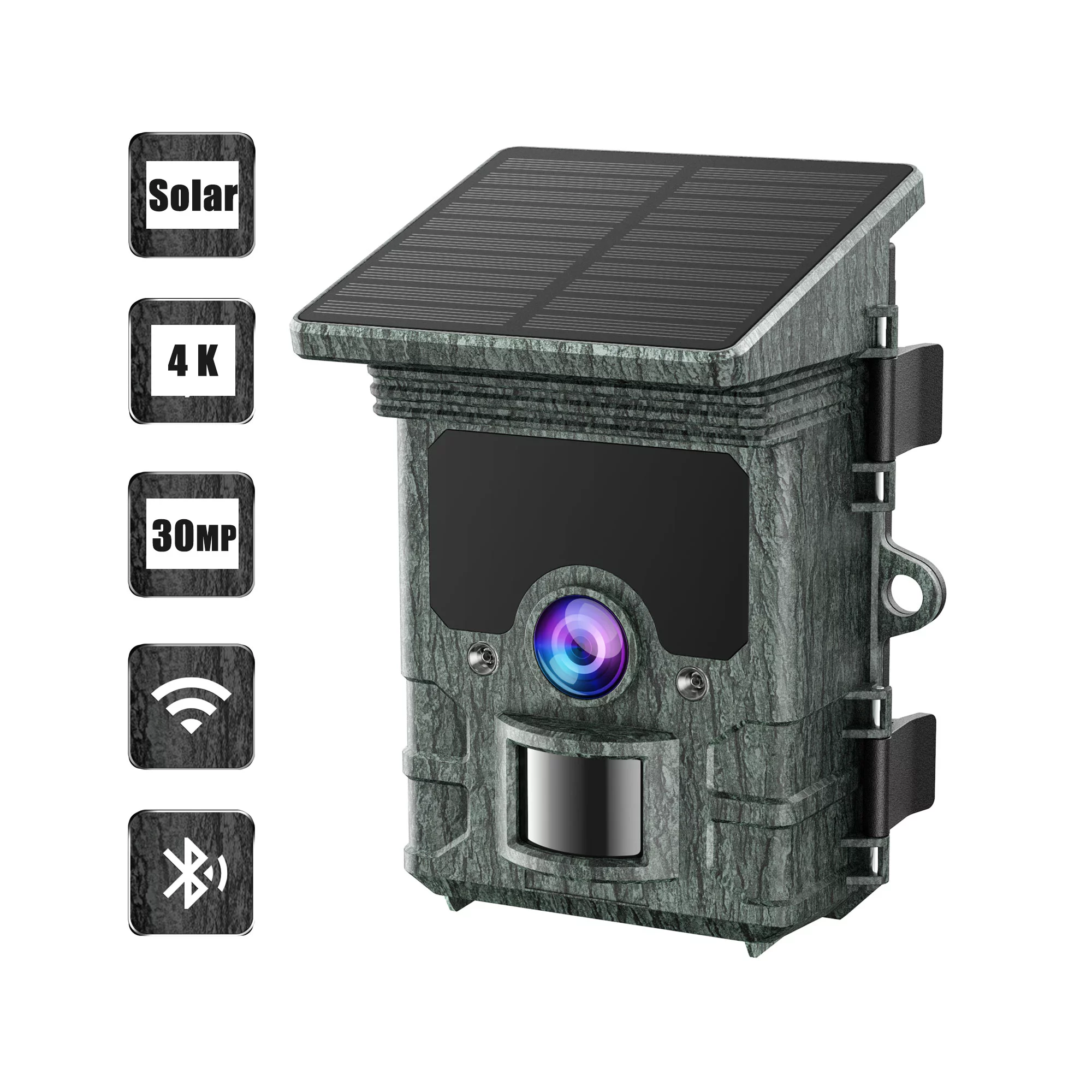 Campark T300 4K 30MP Solar Powered WiFi Bluetooth Trail Camera. with Infrared Night Vision. Waterproof