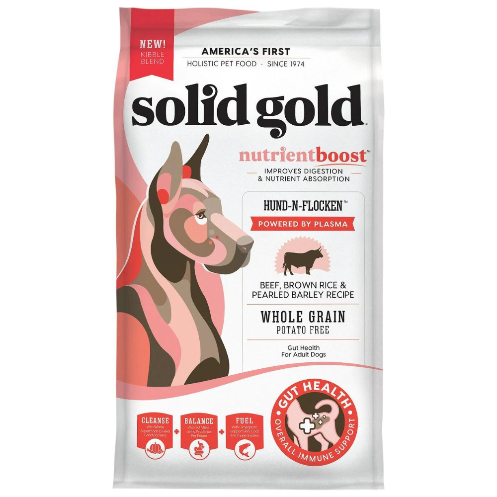 Solid Gold NutrientBoost Hund-N-Flocken Beef. Brown Rice & Pearled Barley Recipe Adult Dry Dog Food