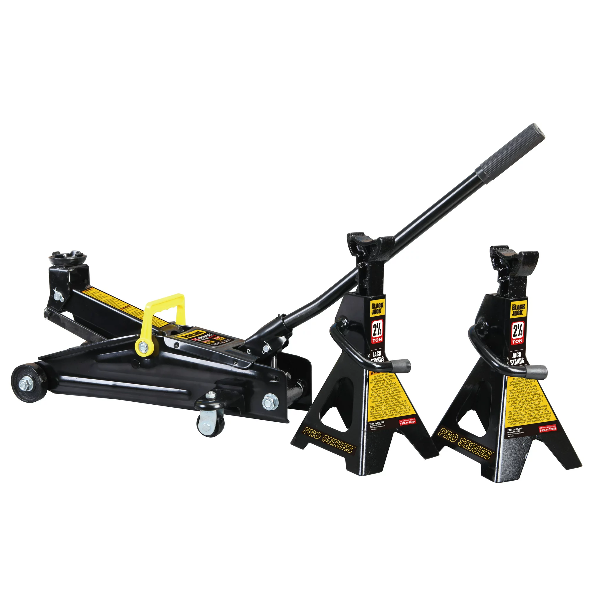 Black Jack 2.25 Ton Trolley Jack with 2.25 Ton Jack Stands in Case Black (T82253W)