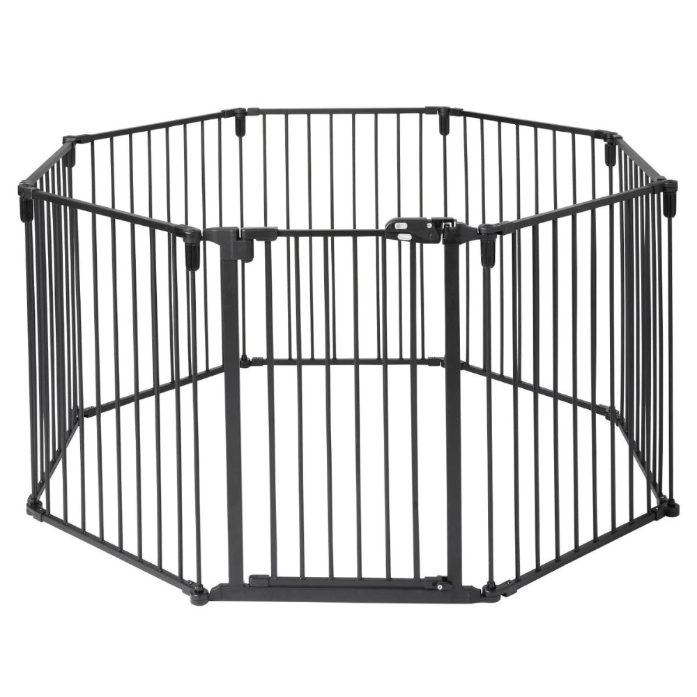 Frisco Steel 8-Panel Configurable Dog Gate & Playpen. Black