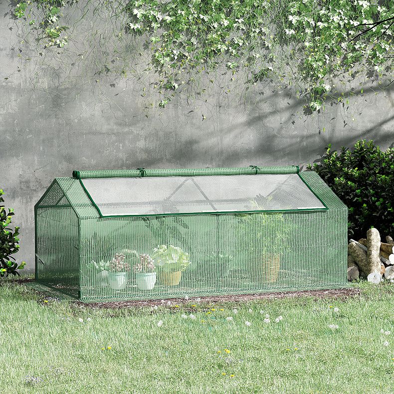 Outsunny 71″ x 36″ x 28″ Mini Greenhouse Portable Hot House For Plants With Large Zipper Windows