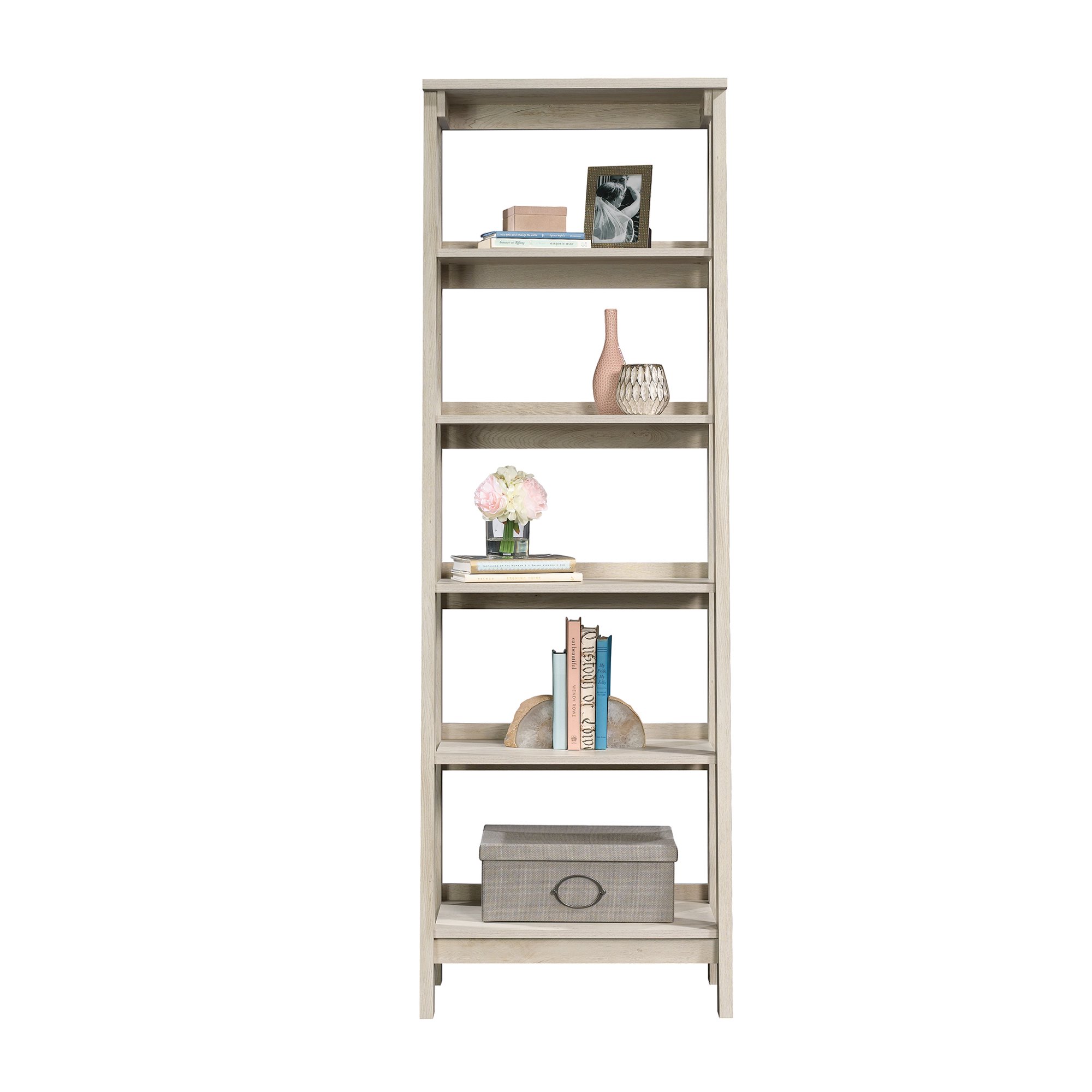 Sauder Trestle 5-Shelf Bookcase. Chalked Chestnut Finish